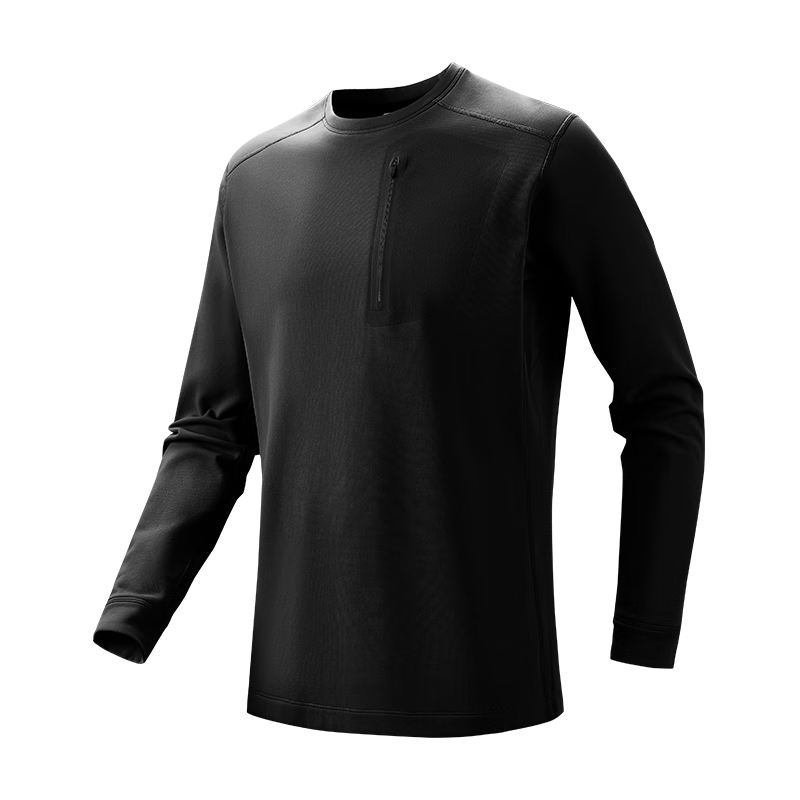 京东京造冬季抓绒速干衣男运动徒步登山长袖上衣保暖内衣 黑松露 XL