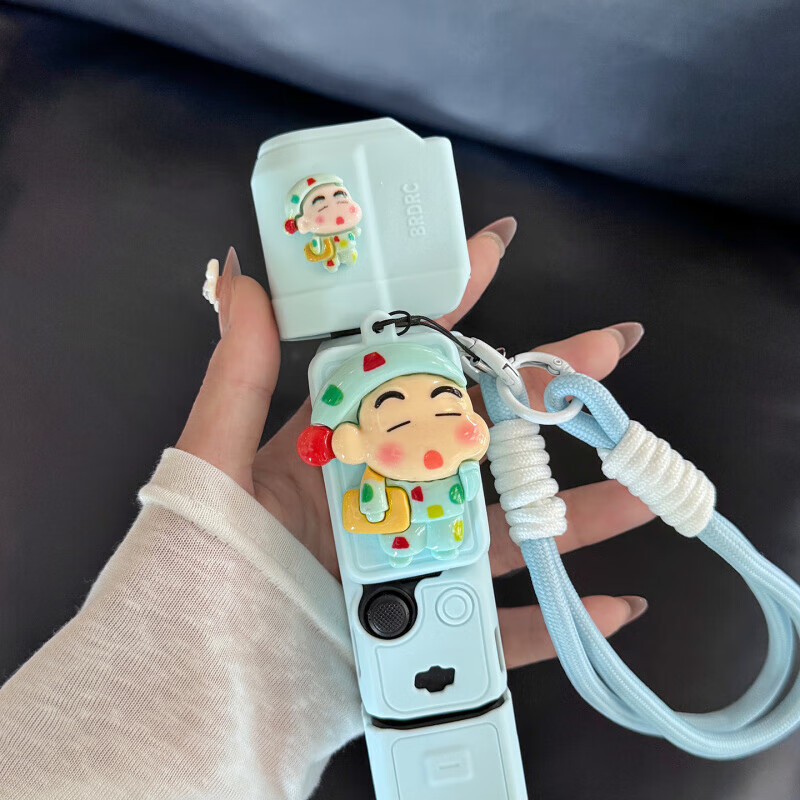 温诗欧大疆保护壳pocket3保护套可爱睡衣小狗硅胶云台相机机身防刮配件 【单机版】粉色保护壳＋挂绳