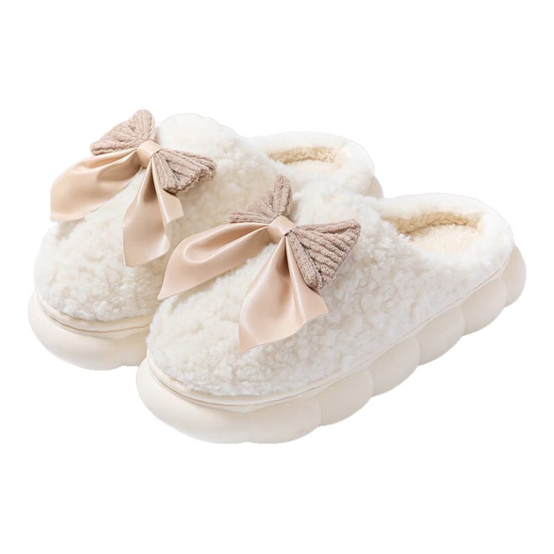 棉拖鞋女秋冬季2024新款家居家用情侣室内外保暖厚底防滑毛毛拖鞋 卡其色 38-39 【建议拍大一码】