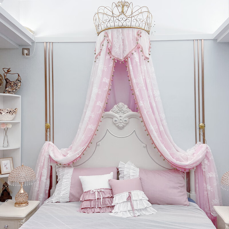 罔济儿童公主床头纱幔欧式宫廷蚊帐儿童房公主风床头装饰纱幔加密家用