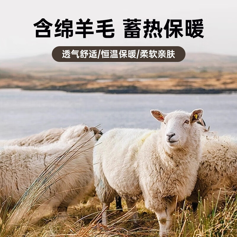 雪中飞【含绵羊毛】雪中飞加绒卫衣男款亨利领秋冬休闲时尚男士百搭毛衣 卡其色 3XL 190/104A
