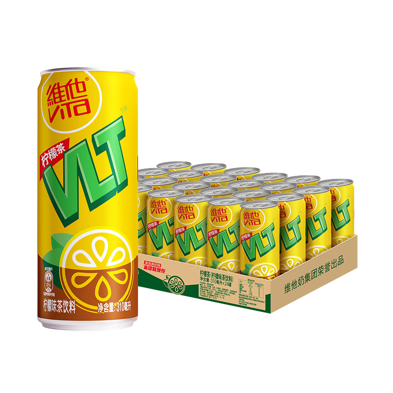 维他奶维他柠檬味茶饮料310ml罐装柠檬茶家庭聚会分享装 310ml*24罐（整箱装）