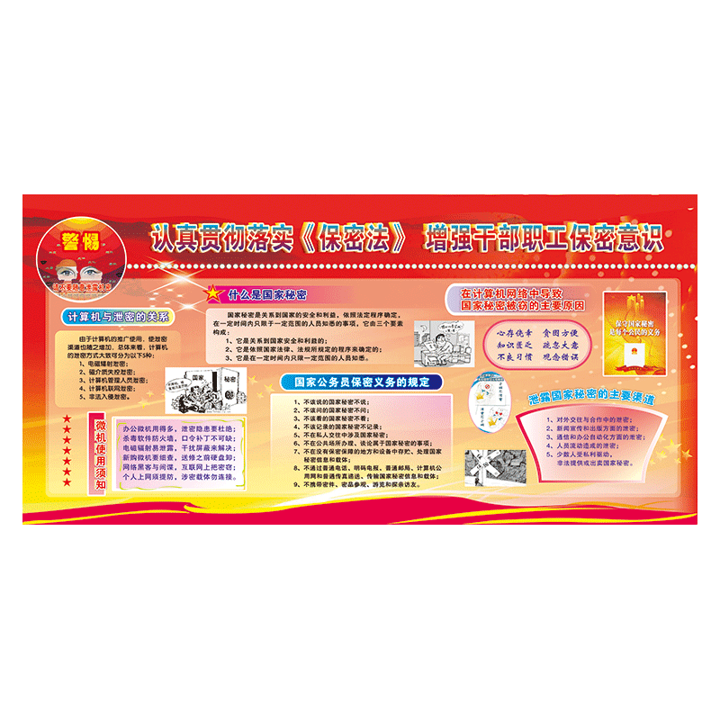 安全生产宣传画挂图国家安全法保密法宣传栏墙贴画覆膜贴纸nax nax19