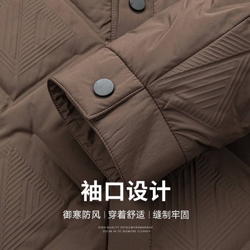 SHANSHAN杉杉羽绒服男2025冬季商务经典男士简约翻领羽绒长袖外套真口袋 咖啡色 2XL 185