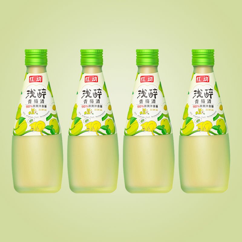 紅動淺醉青梅酒荔枝蜜桃日式女士低度水果甜酒小瓶裝網(wǎng)紅酒 【4瓶】青梅230ml