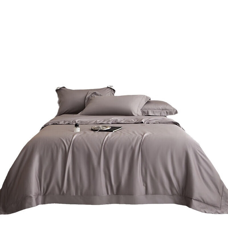 夢(mèng)潔家紡全棉140支雙股匹馬棉四件套純棉100全棉貢緞被套純色酒店別墅床品 棠梨粉-超柔CR全工藝雙股匹馬棉 床單款 2.0m四件套【被套220*240】