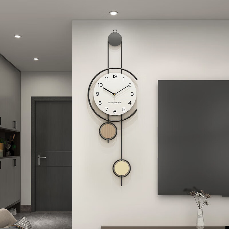 时尚简约挂钟客厅钟表北欧家用时钟挂表现代创意个性艺术石英钟的 现代简约挂钟90*30公分
