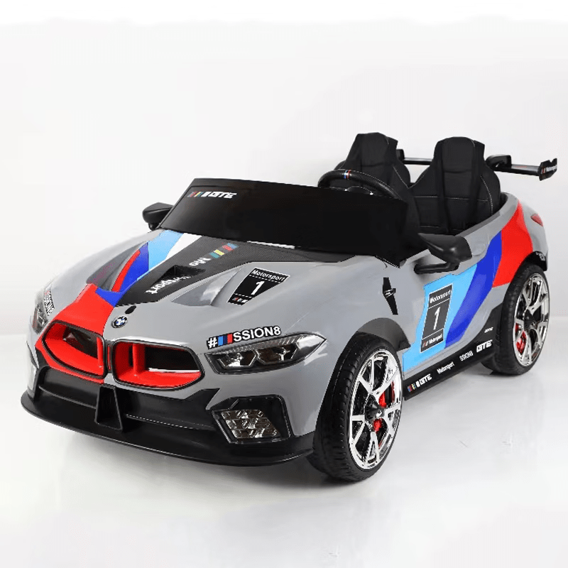 WORK BABY儿童电动车防宝马M8可坐大人2人超大号双人汽车宝宝遥控男女孩车 烤漆粉12V12A电瓶软座软轮