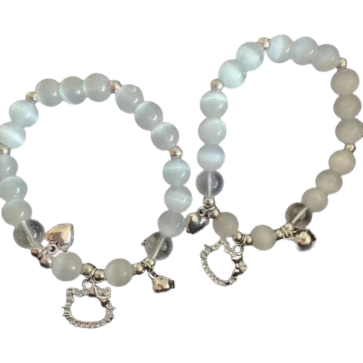 kt猫爱心铃铛diy手链女手工串珠闺蜜手环送女友礼物学生 1个装【kt猫爱心铃铛手链】