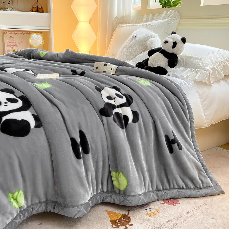 雅鹿毛毯被子1.5米x2米被子冬季毛毯冬天加厚加绒单人被毯子冬被6-8斤 小熊猫【3秒速暖 不压身不掉毛不静电】 150*200cm-4斤