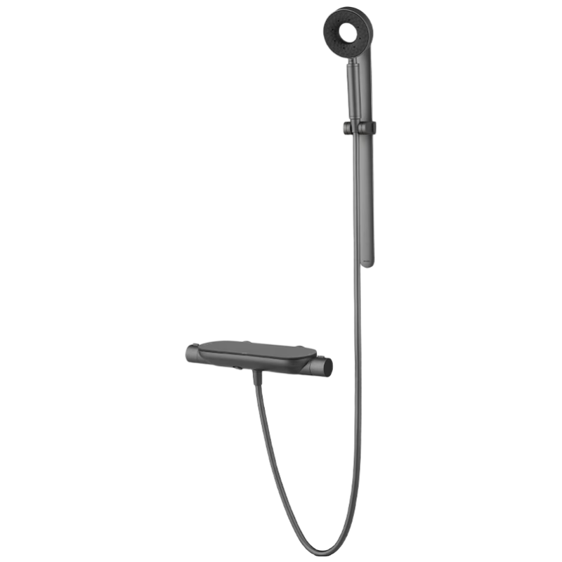 摩恩【新品上市】花灑套裝自潔槍灰奶油風(fēng)玻璃大置物平臺(tái)58232