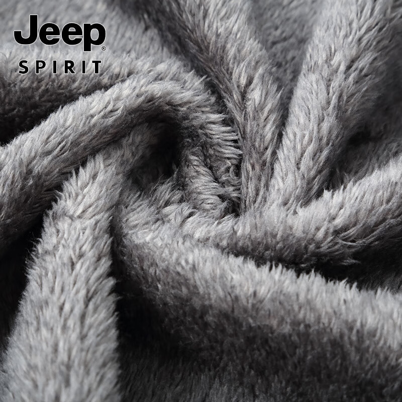JEEP SPIRIT轻奢连帽加绒牛仔外套男秋冬宽松大码中长款加厚拉链休闲棉衣夹克 深灰色 X8243牛仔外套 加绒 2XL 170-185斤