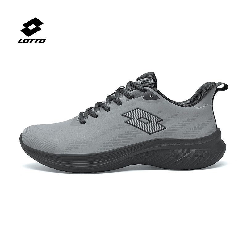 乐途（LOTTO）跑步鞋男鞋运动鞋男款皮面春冬防泼水官方黑色男士休闲跑步鞋子男 玛瑙灰【皮面防泼水男女同款】 42