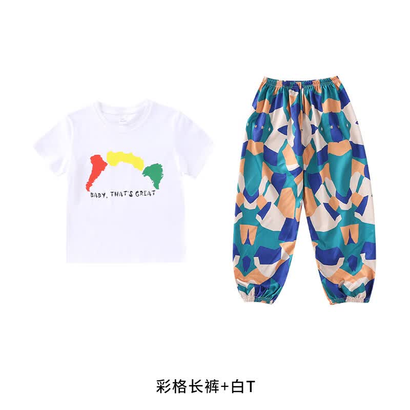 兰伶坊非洲鼓演出服儿童成人男女舞蹈幼儿园啦啦队运动会六一表演服民族 彩格长裤+白T 110 cm