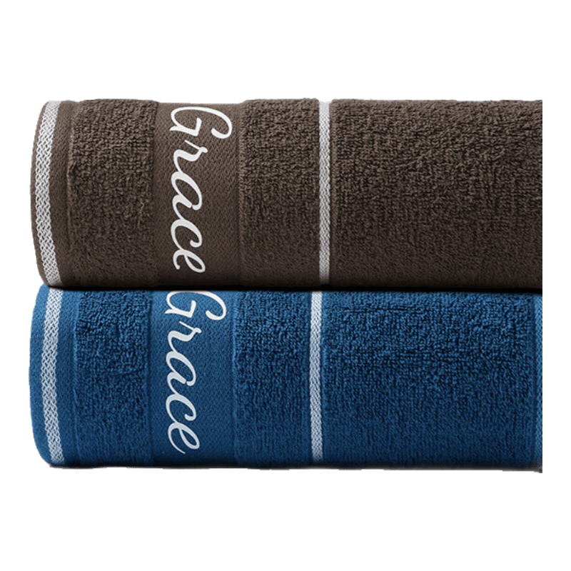 洁丽雅毛巾男士纯棉成人条纹速干吸水不掉毛全棉情侣家用洗澡巾擦脸面巾 兰色+棕色90g 2条