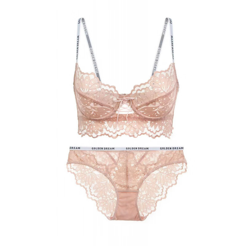 维多利亚的秘密维多利亚的秘密蕾丝聚拢薄款肩带显小性感文胸套装女士内衣大胸罩 粉色 70B