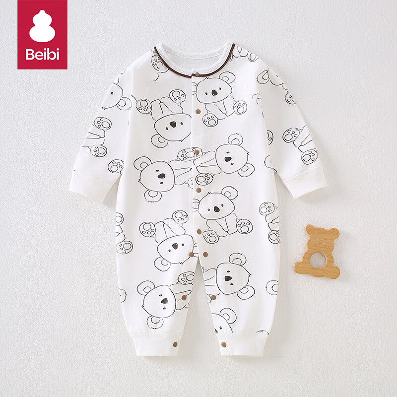 贝比婴儿连体衣春秋季纯棉新生儿衣服初生宝宝长袖哈衣爬服四季款