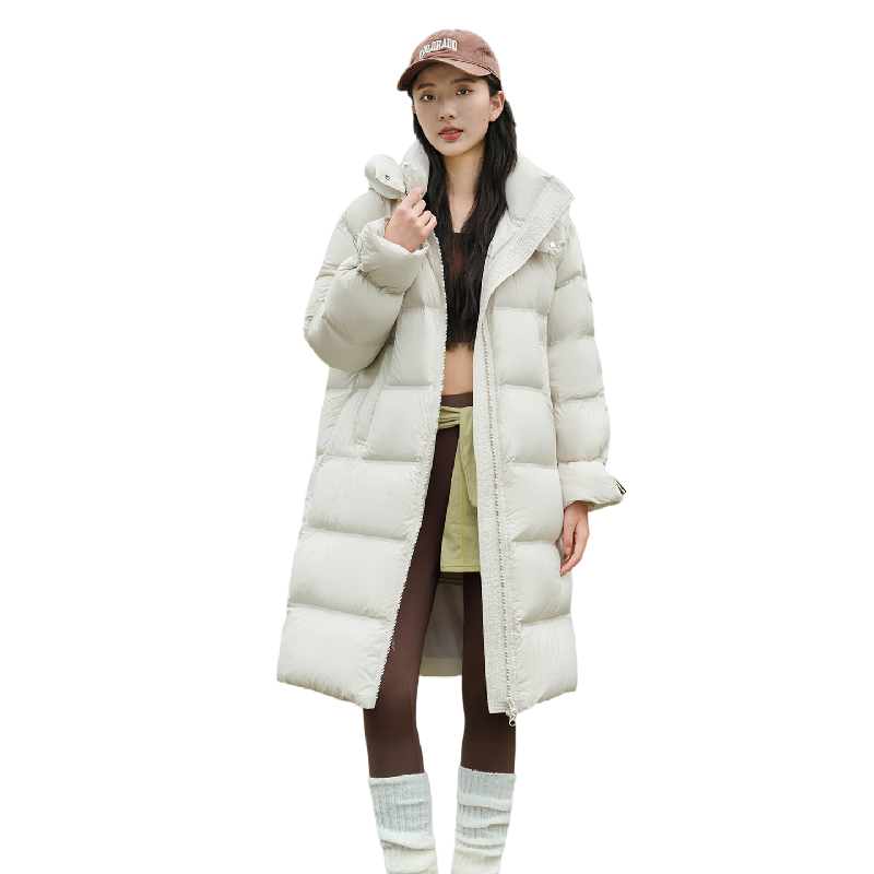 雪中飞（SNOWFLYING）羽绒服女士中长款2025冬季新款时尚甜美花苞袖直筒保暖外套