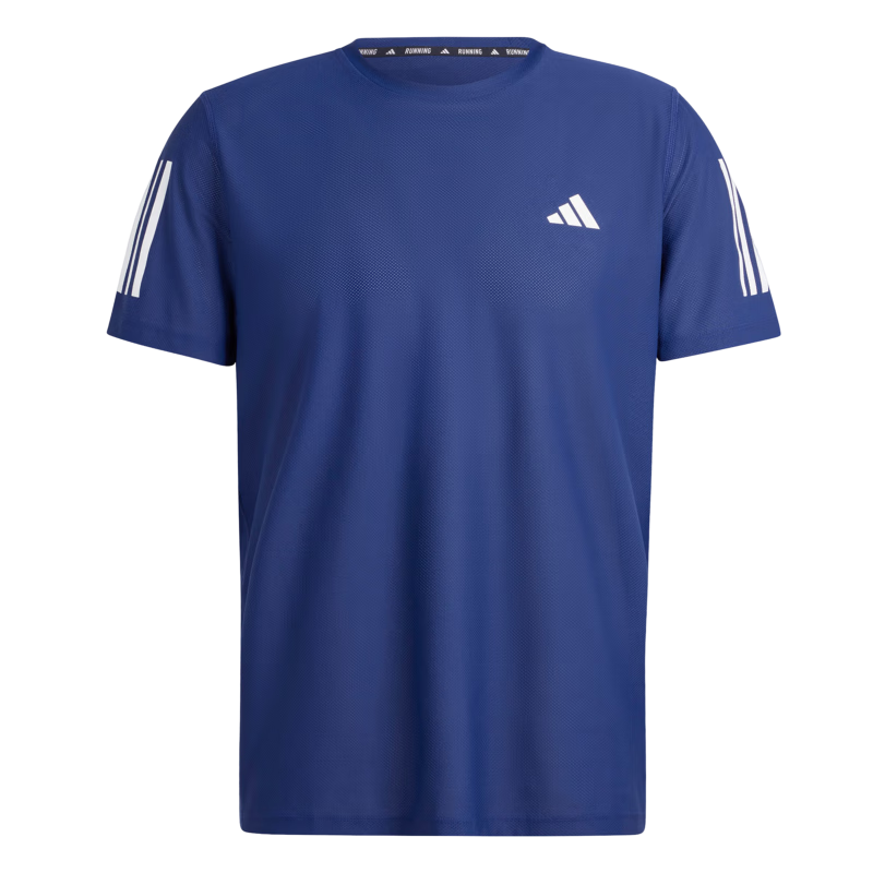 adidas舒适跑步运动上衣圆领短袖T恤男装夏季阿迪达斯官方 深蓝   S  