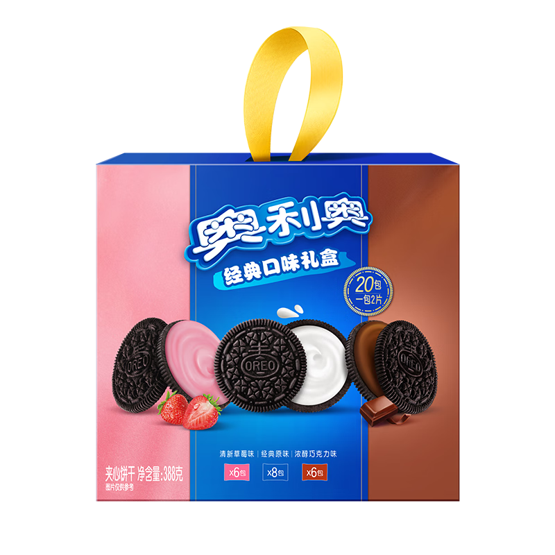 奥利奥（Oreo）夹心饼干玩心礼盒混合三口味388g 休闲零食大礼包早餐下午茶生日
