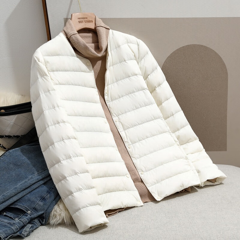 胖东来绒棉服内胆反季处理轻薄女短款2025新款胖东来同款 棉衣水蓝色 明天恢复69 2XL 110-120斤