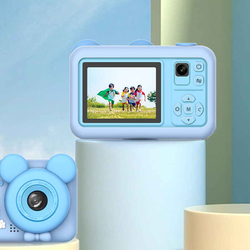 巧智高清双摄儿童卡通照相机学生党校园mini相机旅游便携高清相机 棕色 标配【含32G内存卡】