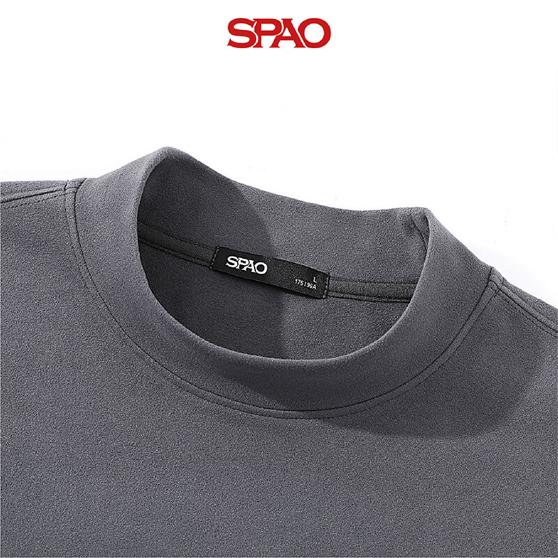 SPAO时尚半高领长袖打底衫男女2025冬季贴肤保暖修身上衣SPCX25SG03XY 黑/纯色 M