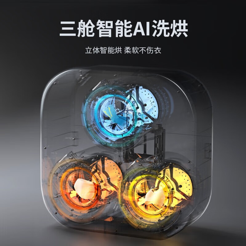 万家能三舱洗衣机分区洗烘一体壁挂内衣裤专用全自动迷你小型滚筒家用涡轮洗袜子婴儿儿童懒人神器清洗机 【三仓壁挂】巴氏烘洗除菌+新风除异味+UV紫外杀菌