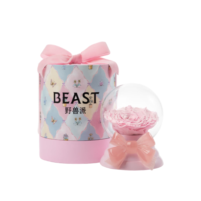 野獸派（THE BEAST）怦怦粉蝴蝶結(jié)音樂(lè)水晶球永生花玫瑰花禮盒生日情人節(jié)禮物