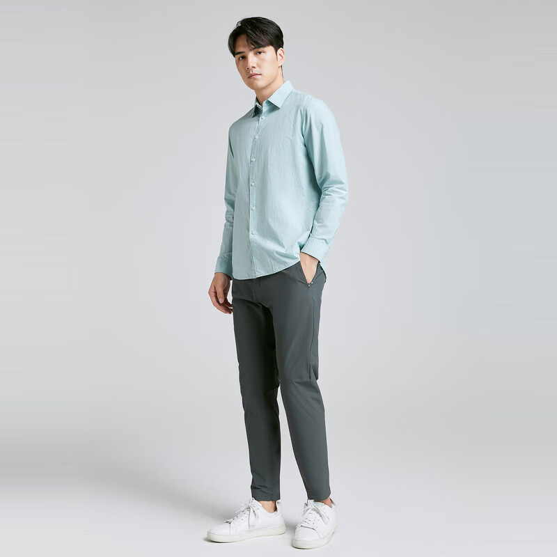 雅戈尔(YOUNGOR)雅戈尔衬衫男士春夏青年男长袖衬衫YLXX130685SBA 浅绿条纹 45 (185/112A)
