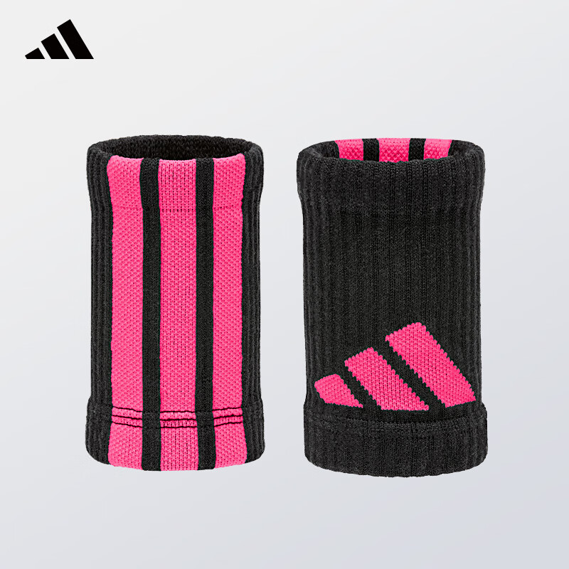 阿迪达斯(adidas)运动护腕男款扭伤手腕腱鞘护套擦汗巾女篮球羽毛球网球跑步护具 黑粉丨加长-2只装【吸汗透气丨柔软高弹】 均码