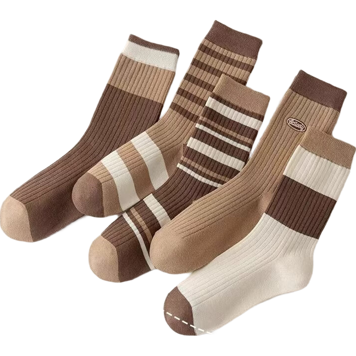 网红袜子女士春秋新款美拉德中筒袜潮流复古百搭大地色高颜值绝美 2双【体验装】 均码