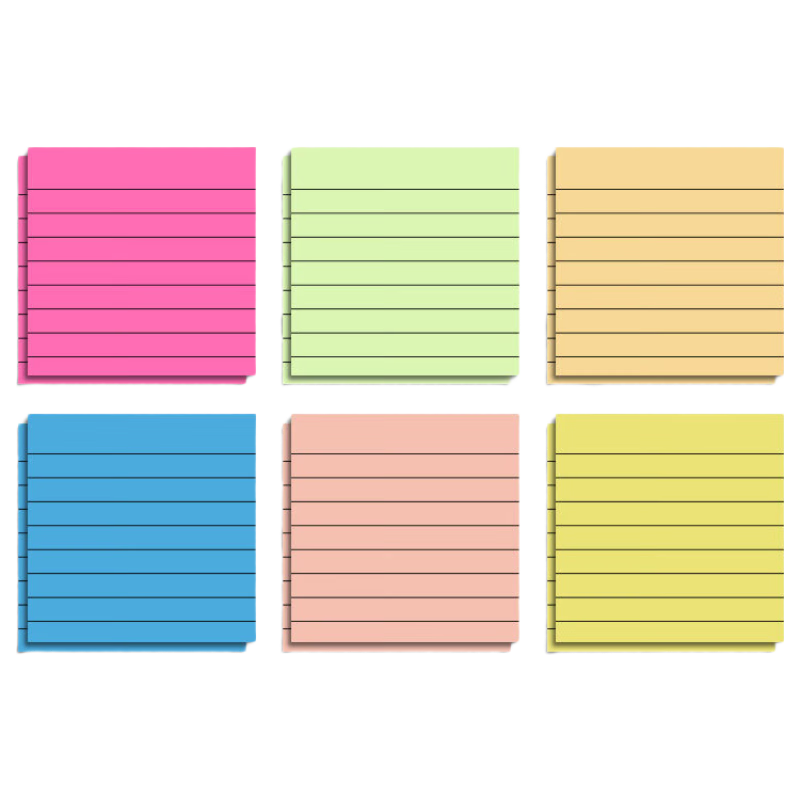 三木(SUNWOOD)12本720頁(yè)橫線款彩色便利貼 75*75mm正方形備忘留言紙/記事貼/自粘留言本辦公用品 6683