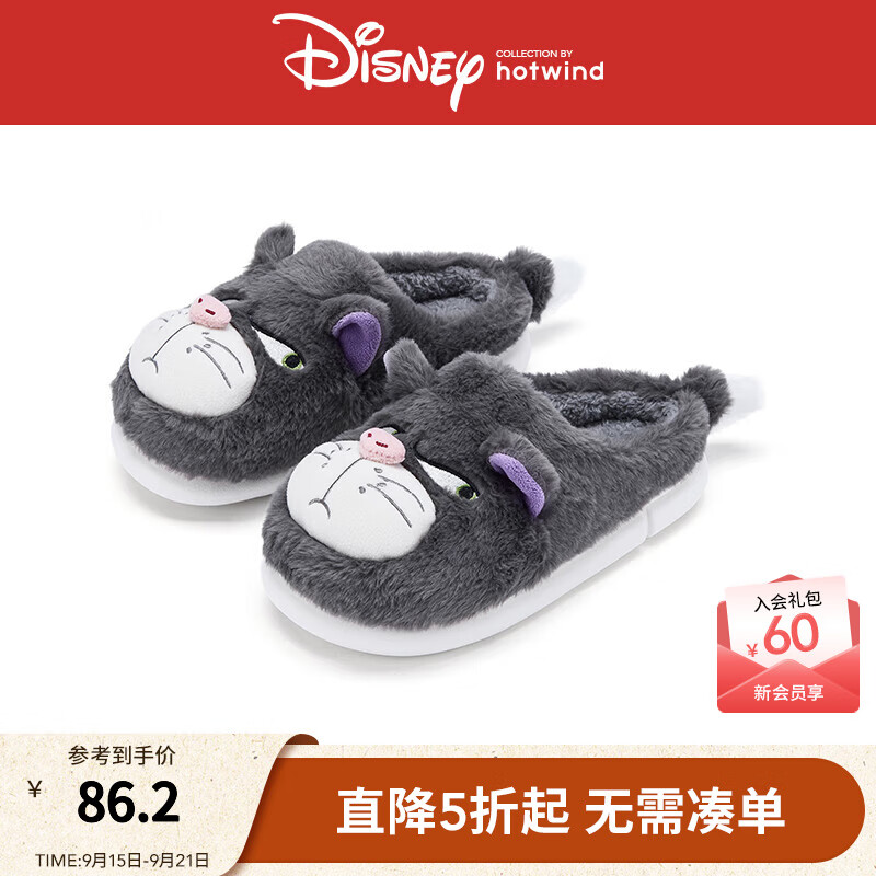 热风【商场同款】【迪士尼系列】男鞋家居拖2025年新款冬季卡通包头拖 09灰色 40-41 S