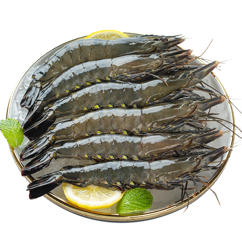 万景 北海活冻巨无霸黑虎虾单冻 净重2斤/盒 20-30只 国产虾 家庭聚餐