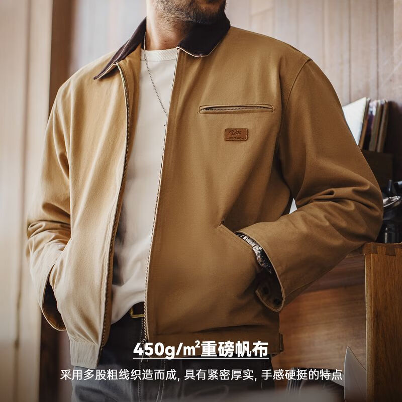 马登工装底特律猎装夹克男美式复古J001巴恩风翻领谷仓外套春季新款 卡其色 【美拉德穿搭/星际穿越同款/防风外套】 L