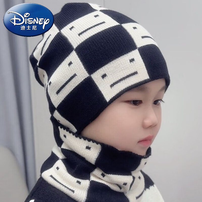 迪士尼(Disney)2-12儿童护耳帽秋冬男童帽子围巾2件套男孩帅气套头帽超酷高品质 灰色【帽子+脖套】 适用3-12岁儿童弹性很好