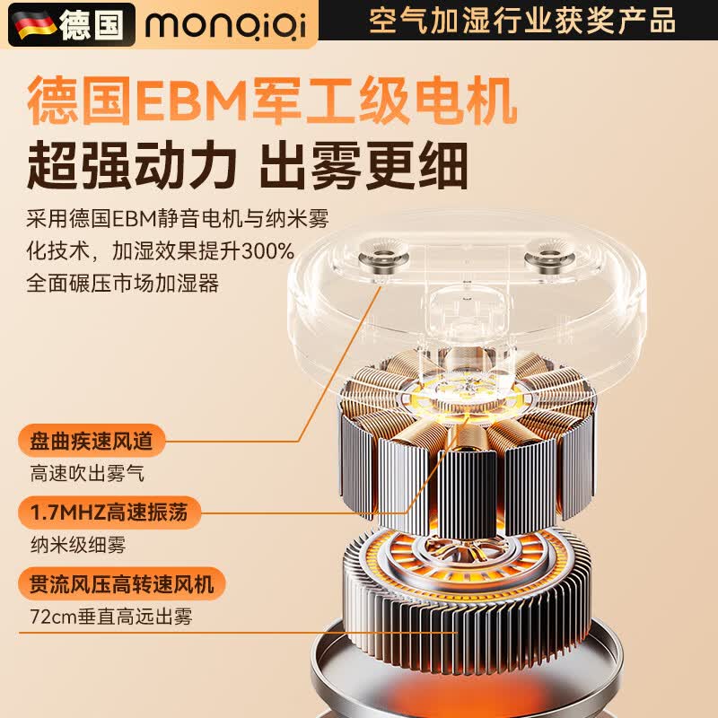 蒙奇奇(monqiqi)【母婴抑菌丨舒缓鼻腔】大雾量双喷头加湿器家用卧室小型桌面办公室无线宿舍学生空气净化器一体 【卡其色】双喷大雾量丨UVC杀菌丨雾化不积水