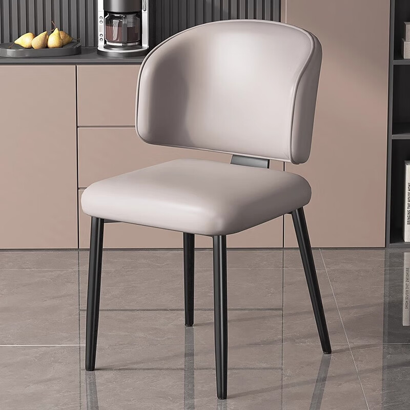 密林餐椅家用輕奢鐵藝飯廳椅子簡約現(xiàn)代靠背凳臥室化妝椅北歐餐桌椅子 高級灰【耐畫 劃超纖皮+加固框架】