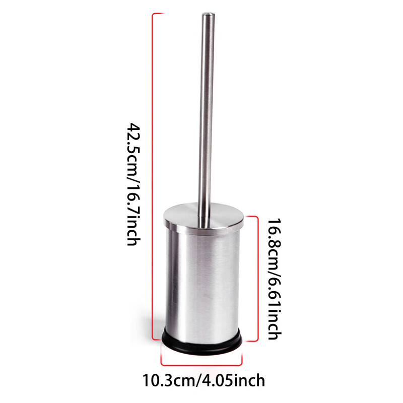 欧润哲新款不锈钢可挂墙马桶刷家用清洁卫生间洗厕所刷软毛长柄清洁刷 矮身马桶刷【砂光】