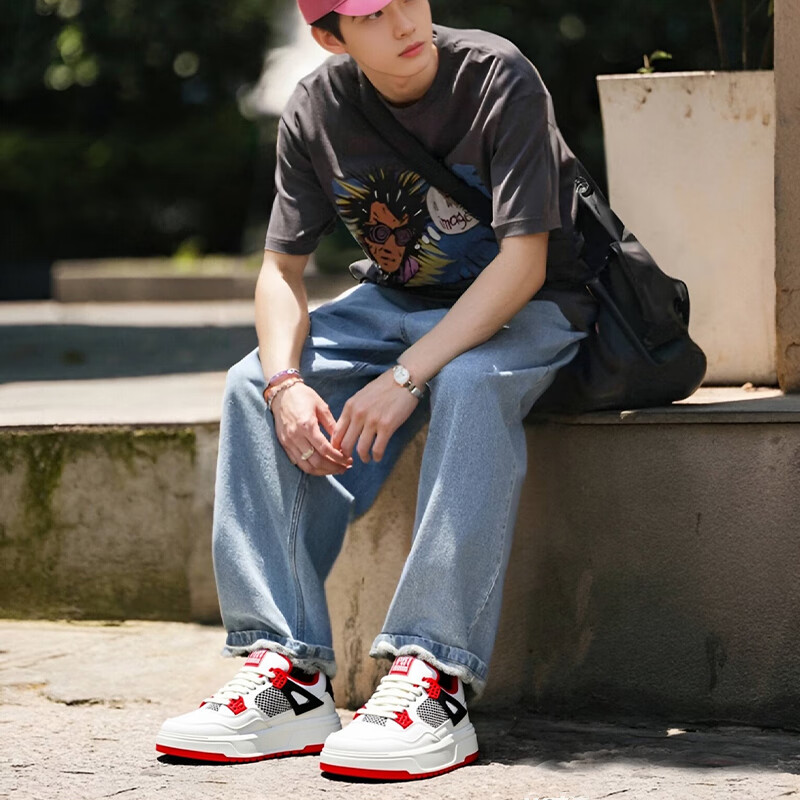 大嘴猴(paul frank)男鞋2025春季新款低帮板鞋学生韩版百搭运动休闲时尚小白鞋 全黑 43