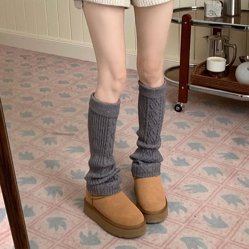 COMIC SOUL日系jk白色针织袜套女春秋款辣妹y2k条纹堆堆袜加厚款保暖小腿袜 白色 约50cm 均码 组合装更优惠