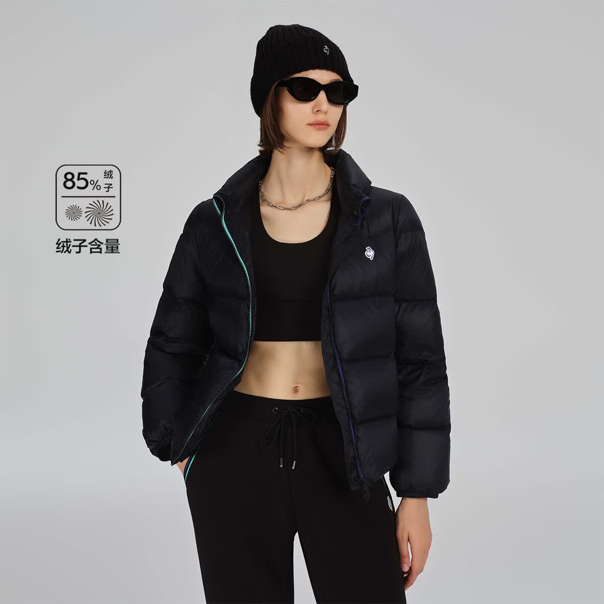 乐卡克（Le coq sportif）【三色】乐卡克法国公鸡秋冬季短款羽绒服 炫黑色 XS