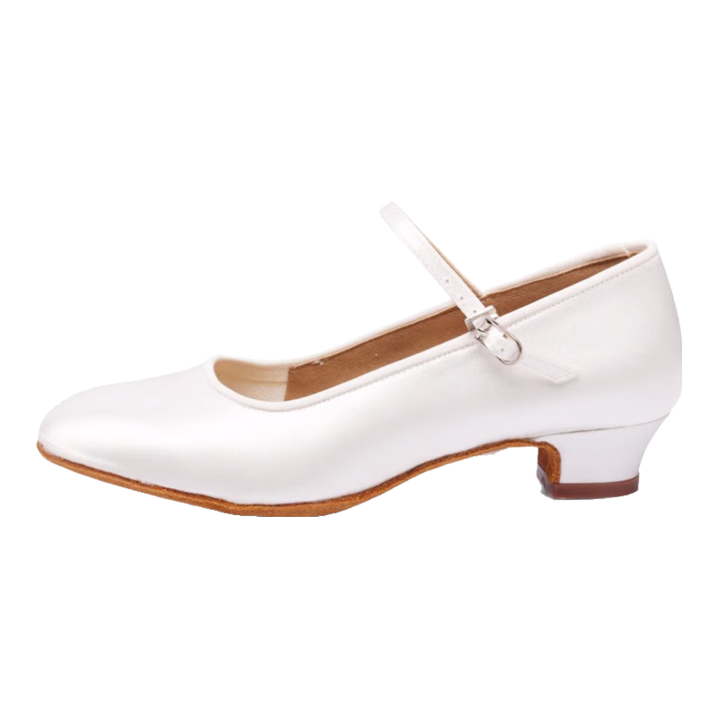 貝蒂(BD) BD貝蒂舞鞋女童摩登舞鞋少兒摩登舞鞋兒童翻毛皮底柔軟舒適501 501緞白色3.5厘米平跟【女童】 34