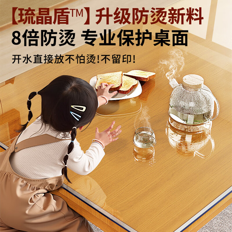 无印良品【母婴级】透明桌垫餐桌茶几桌面保护垫轻奢高级感防烫软玻璃桌垫 透明2.5mm【8倍防烫抗黄变长效防油】 【进口琉晶盾】 50*70cm（口含级安全）