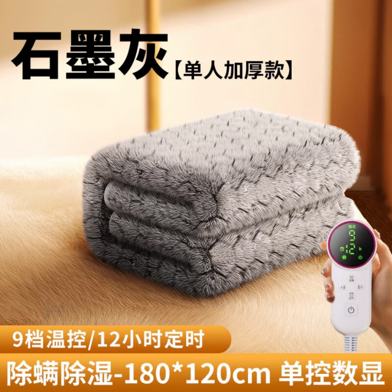 胖东来同款电热毯单双人电褥子双控调温家用智能定时冬季保暖学生 印花垫40*40