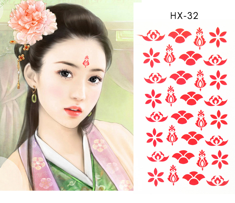 儿童舞台演出额头贴 cos花印花眉心贴纹身贴防水持久女 古装花钿 第1