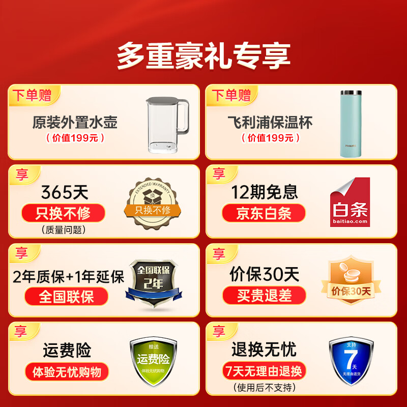 飞利浦（PHILIPS）净水器家用免安装净饮机冷热台式直饮机 富锶矿化冰热矿净四合一水通道蛋白膜 一级水效ADD6876 ADD6876【一级水效 冰热净矿】