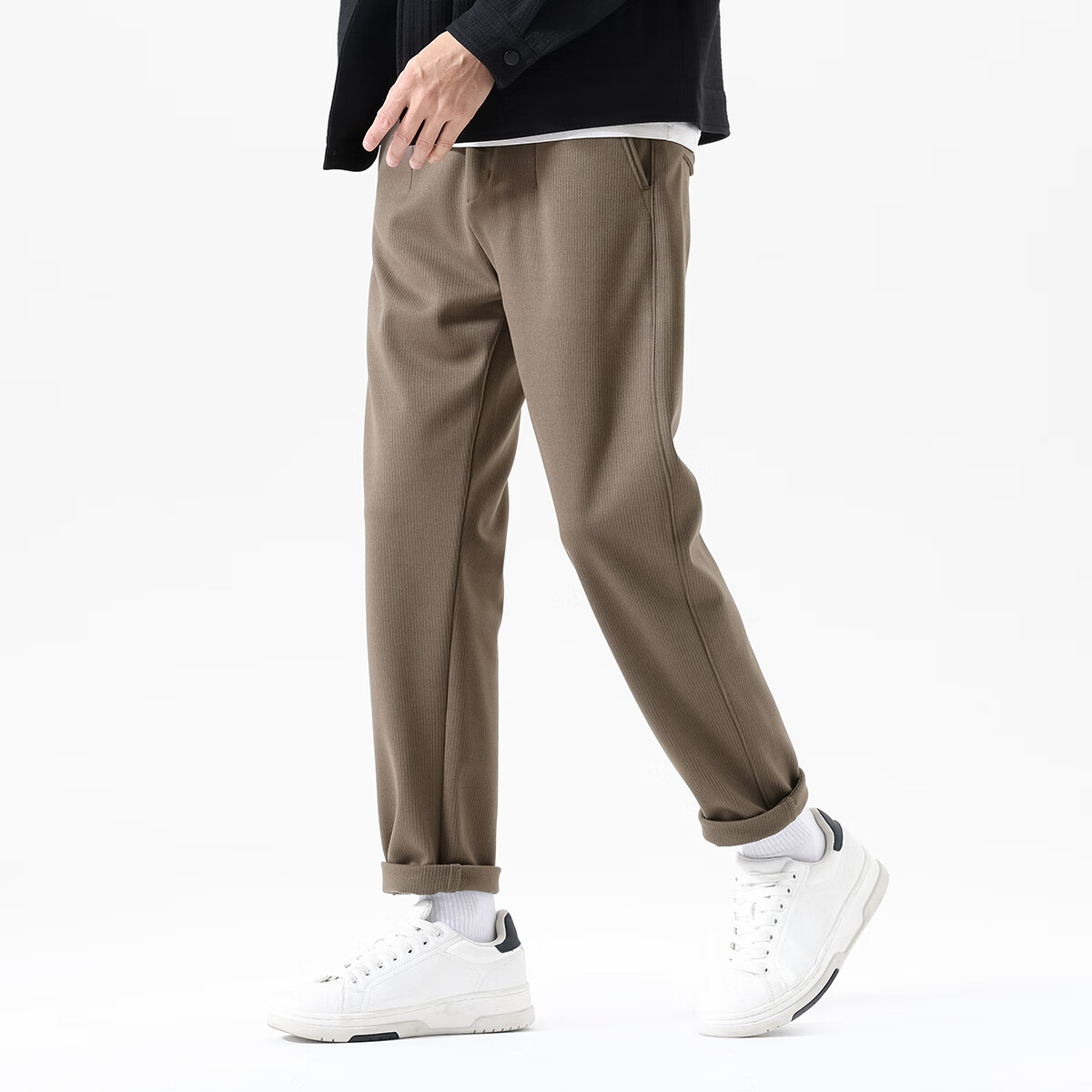 布衣传说 复古重磅星空呢 秋冬季加厚休闲裤男款宽松直筒长裤子潮 黑色 34