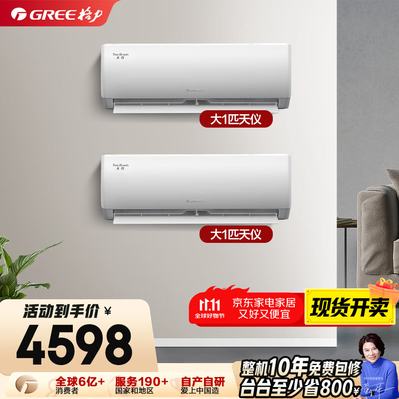 格力（GREE）【空调套装】新一级能效 变频冷暖自清洁家用客厅卧室空调组合套装【两室】一站购齐 大1匹天仪*2 